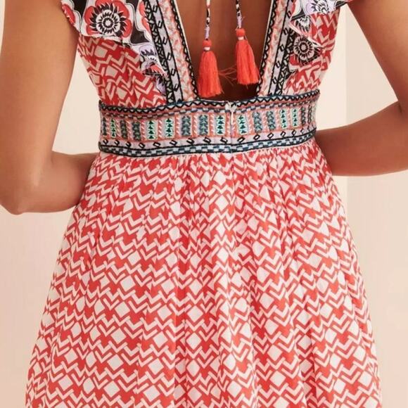 Anthropologie Women’s Flutter Printed Mini Dress Boho Summer Size 16 - Picture 4 of 12